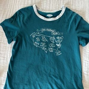 Old Navy Blue and White Short Sleeve Tee